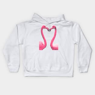 Flamingo Illustrated Heart Shaped Kids Hoodie